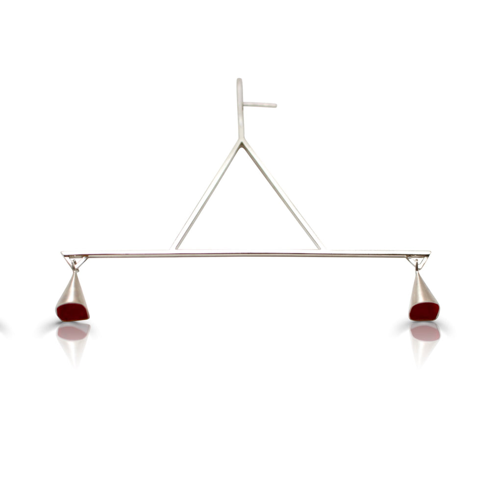 Anja Berg - Silver and Red Enamel Auditory Temperance Designer Earrings on IndieFaves