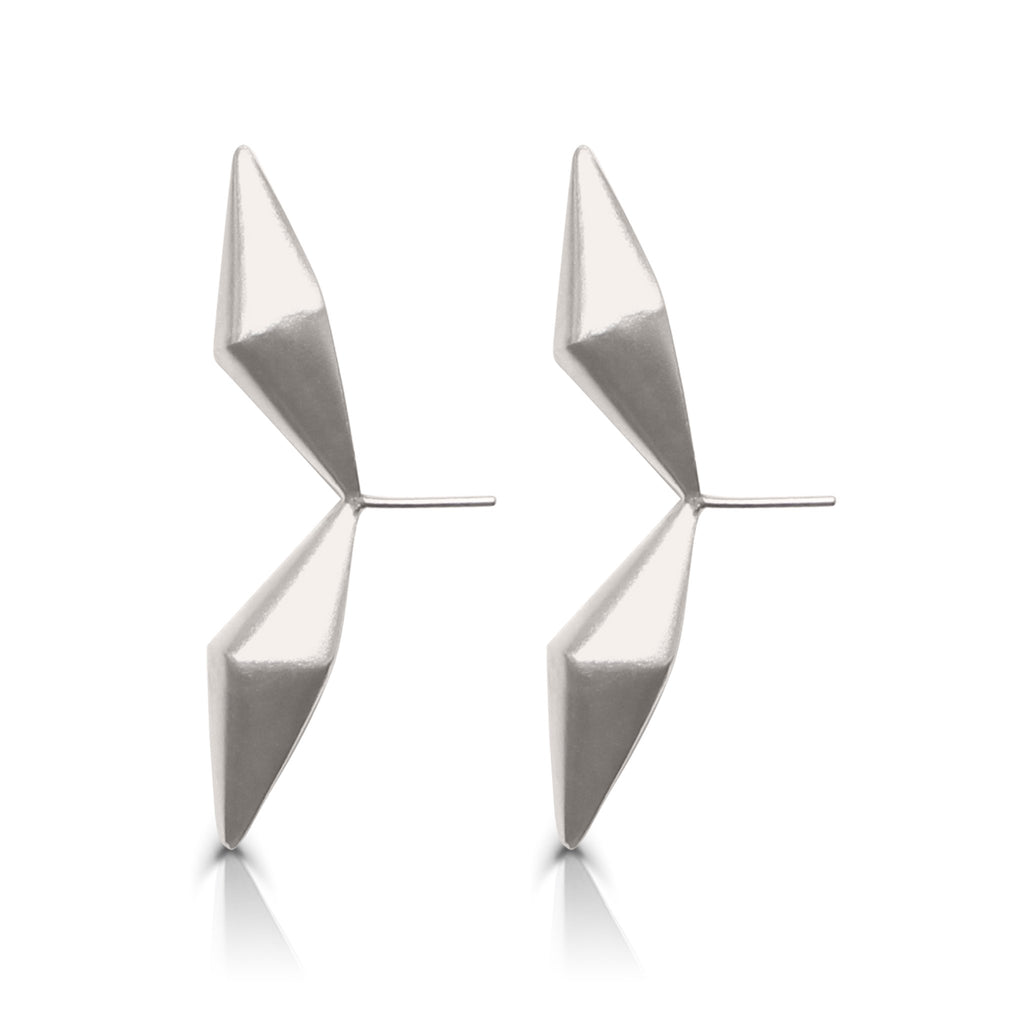 Anja Berg - Silver and Red Enamel Directional Designer Earrings on IndieFaves