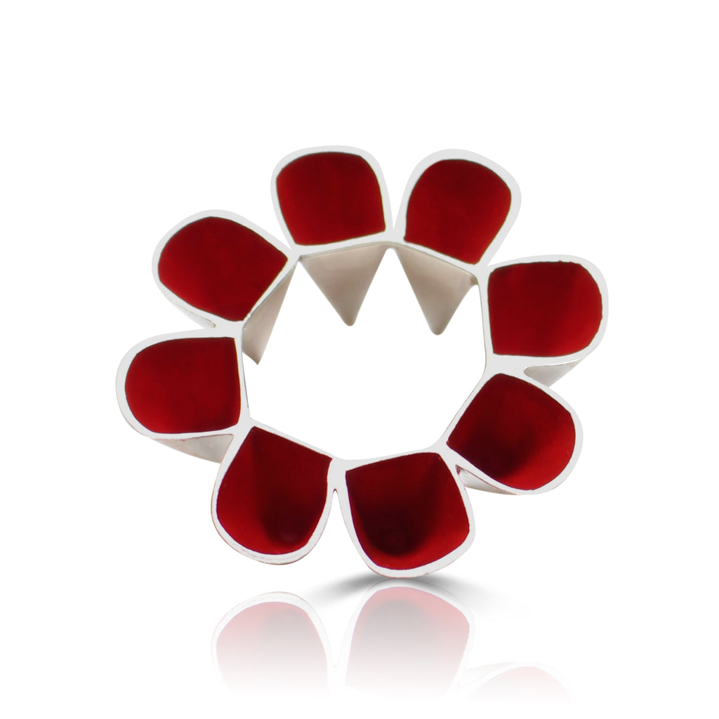 Anja Berg - Silver and Red Enamel Protective Continuity Designer Ring on IndieFaves