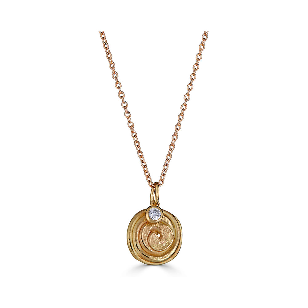 18K Gold and Diamond Spiral Designer Necklace on IndieFaves