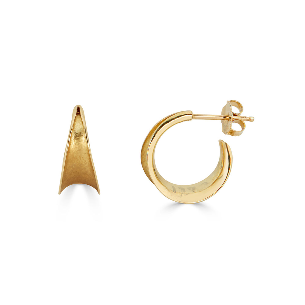 18K Yellow Gold Wide Designer Hoops on IndieFaves