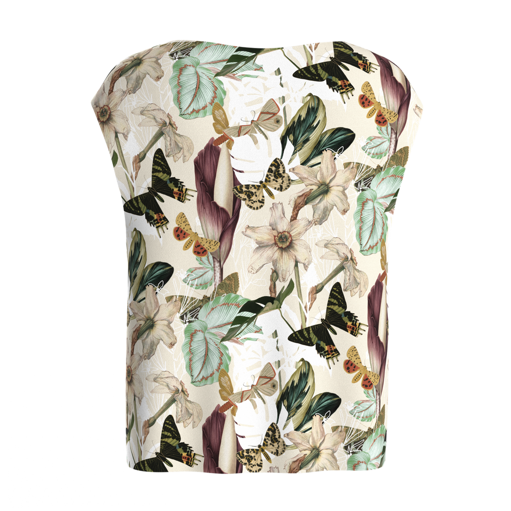 Boat Neck Blouse Butterflies In Spandex Crepe Front on IndieFaves