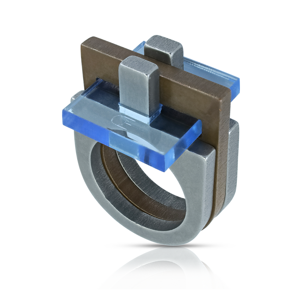 EMSO - Copper & Plexiglass Detalje Blue Designer Ring on IndieFaves