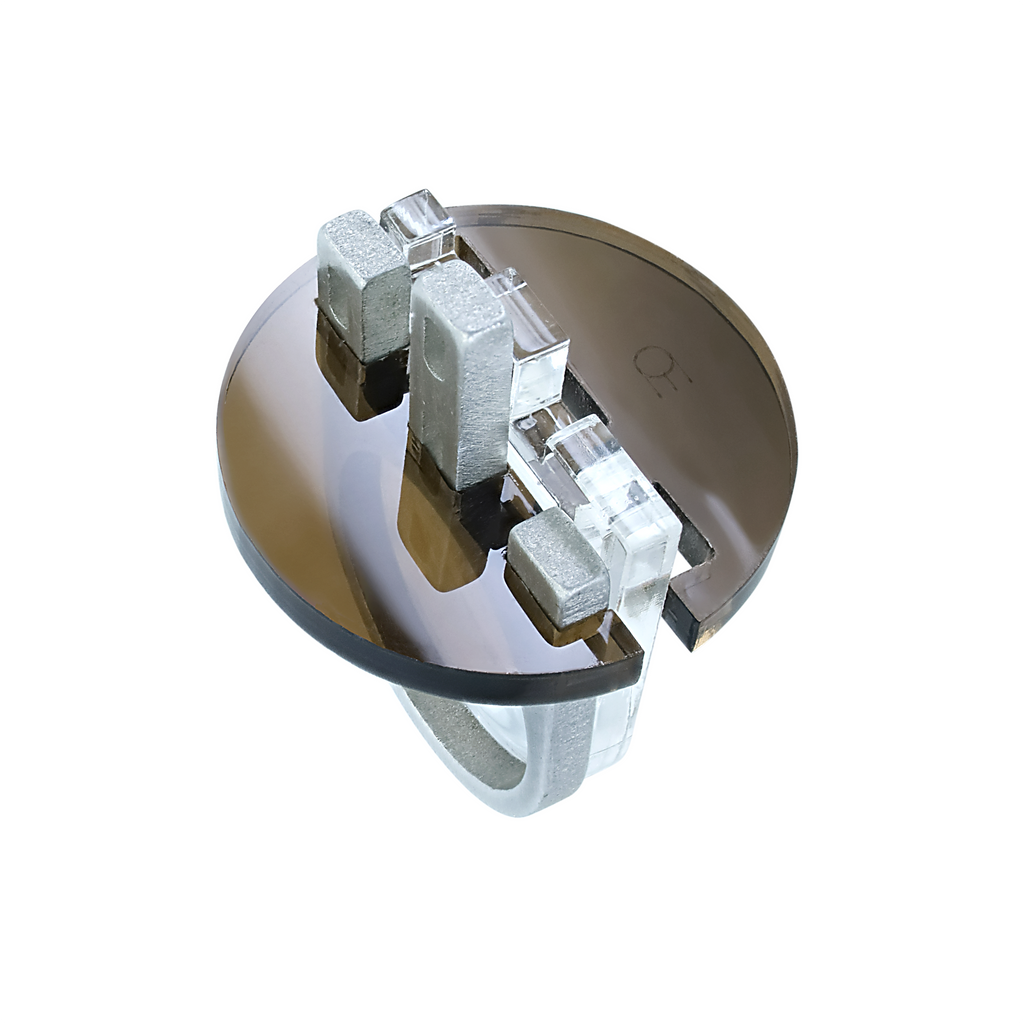 EMSO - Stainless Steel & Plexiglass Facade Brown Round Designer Ring on IndieFaves