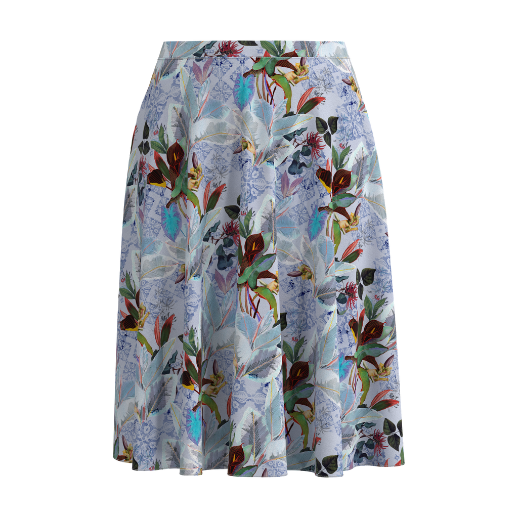 Flare Skirt Botanicals In Spandex Crepe Front on IndieFaves