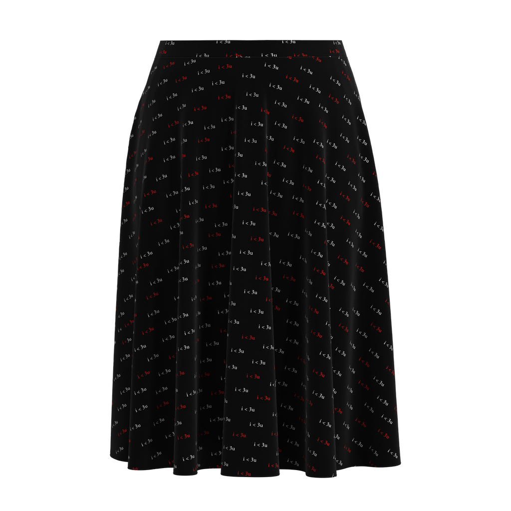 Flare Skirt I Love You Black In Spandex Crepe Front on IndieFaves