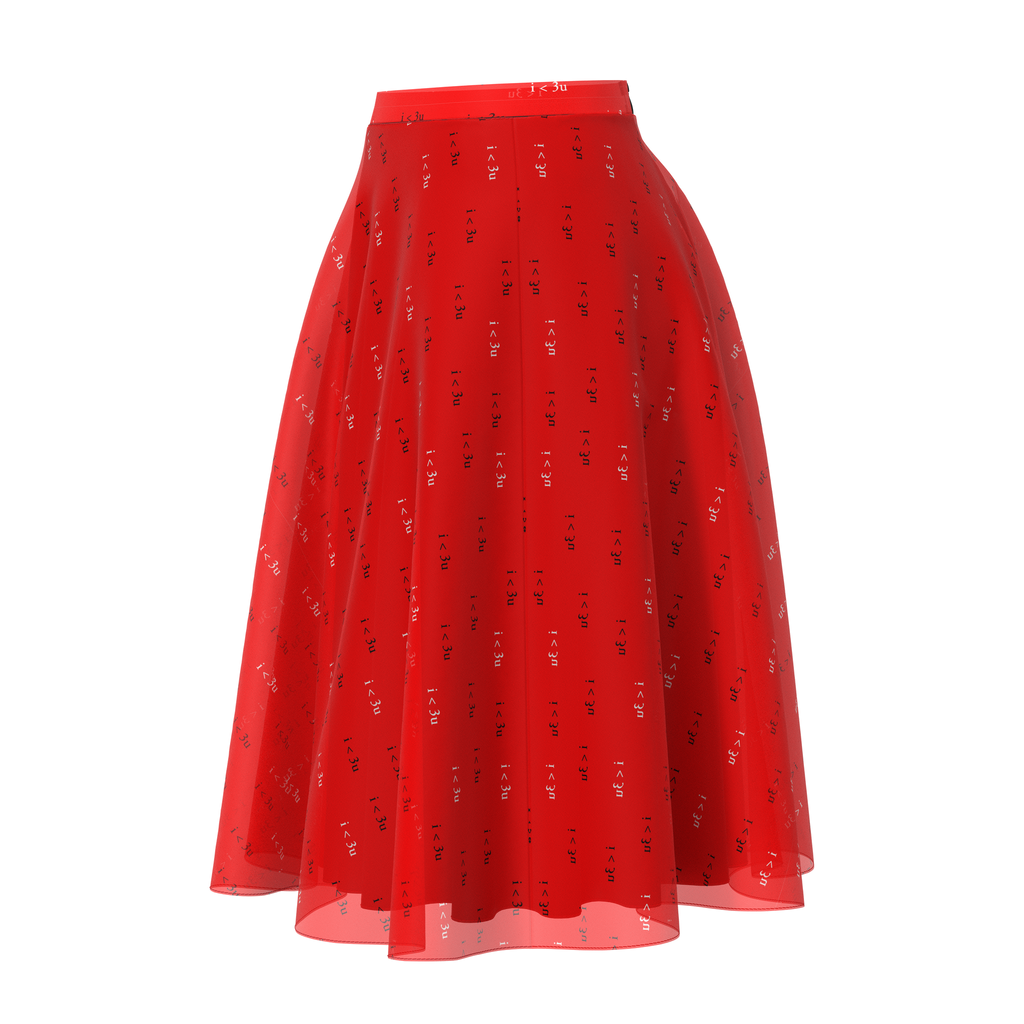 Flare Skirt I Love You Red In Chiffon Left on IndieFaves