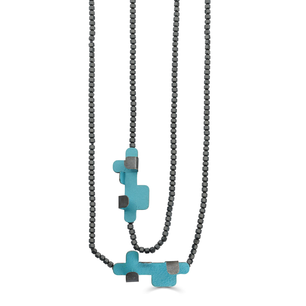 Gemma Canal - Plegs Designer Necklace Shape 4 BlueGreen on IndieFaves