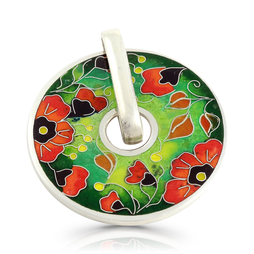 Kimili - Sterling Silver Vibrant Poppies Designer Pendant on IndieFaves