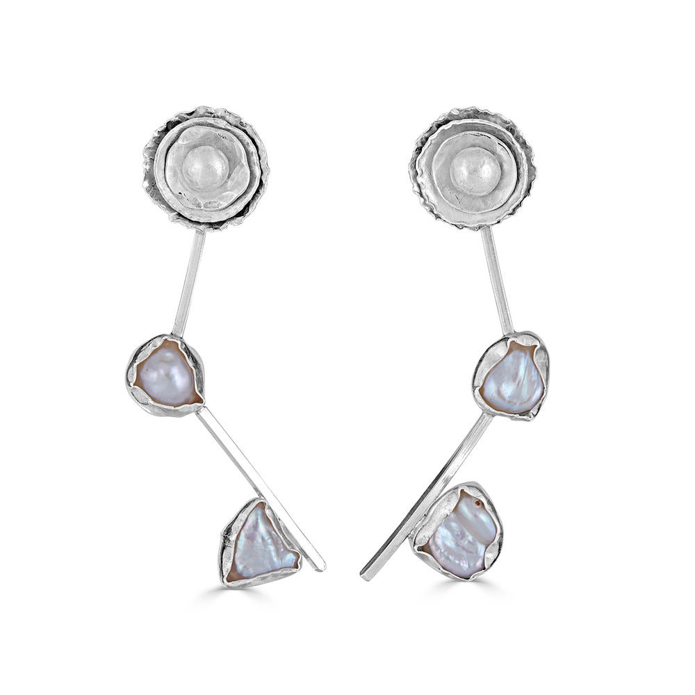 Sterling Silver and Keshi Pearl I Do Designer Earrings on IndieFaves