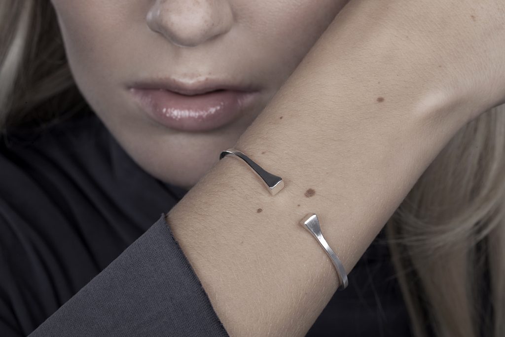Model wearing Linn Sigrid Bratland - Sterling Silver Fundament Designer Bracelet on IndieFaves