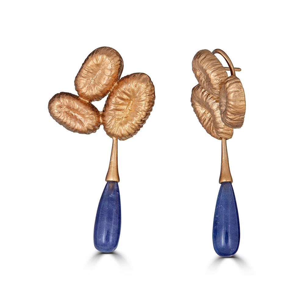 18K Gold-Plated Silver Dangle Designer Earrings with Tanzanite Drops on IndieFaves
