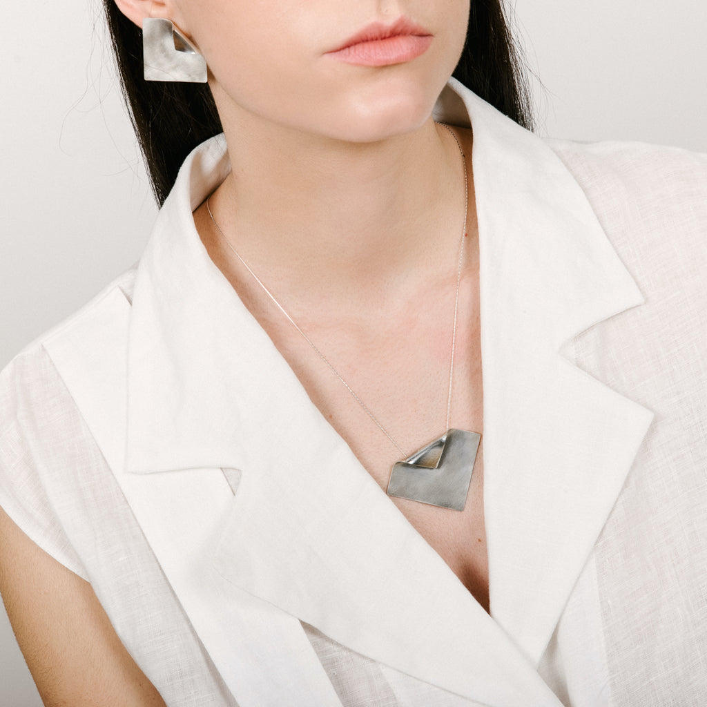 Monom Studio - Sterling Silver Imperfect Square Designer Necklace on IndieFaves