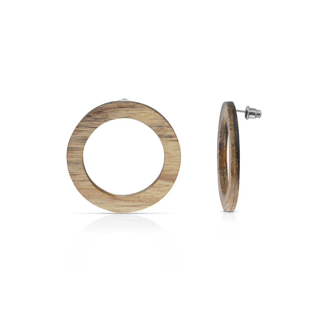 Sustainable Ashwood Wood O Designer Earrings on IndieFaves
