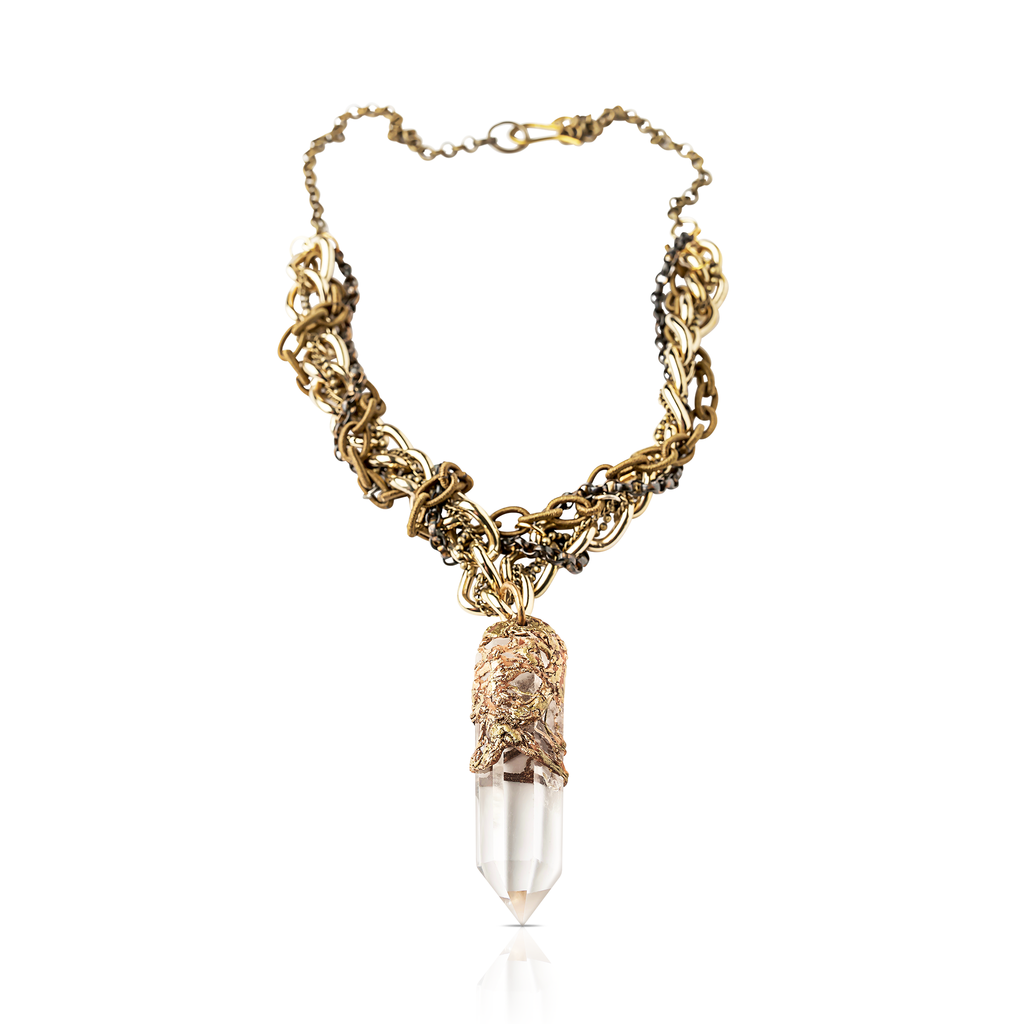 Pauletta Brooks - Colombian Quartz Crystal Designer Necklace With Vintage Mixed Chain on IndieFaves