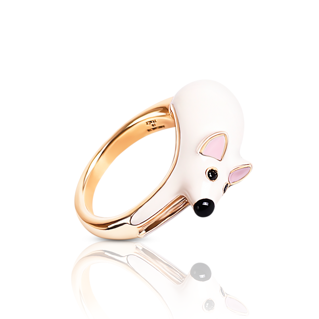 chiara bello 18k gold-plated enamel PINO MOUSE Designer ring on IndieFaves