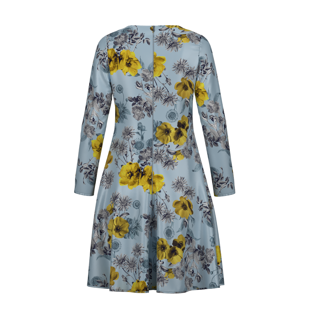 Day To Night Daisies Dress In Spandex Crepe Blue Back on IndieFaves
