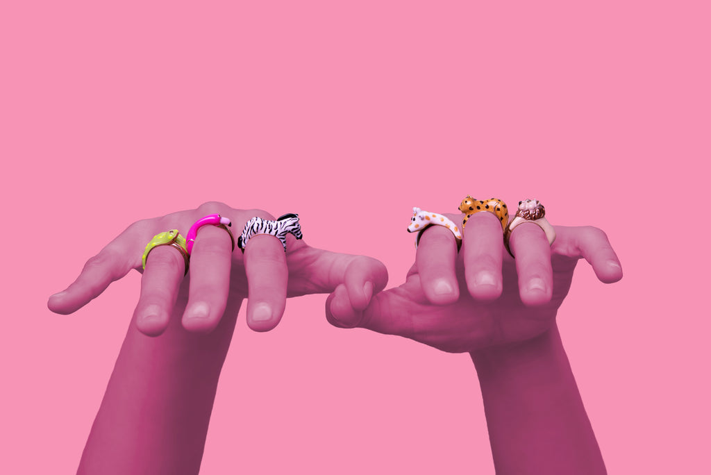 IndieFaves Newsletter SignUp Image Hands with designer enamel safari rings
