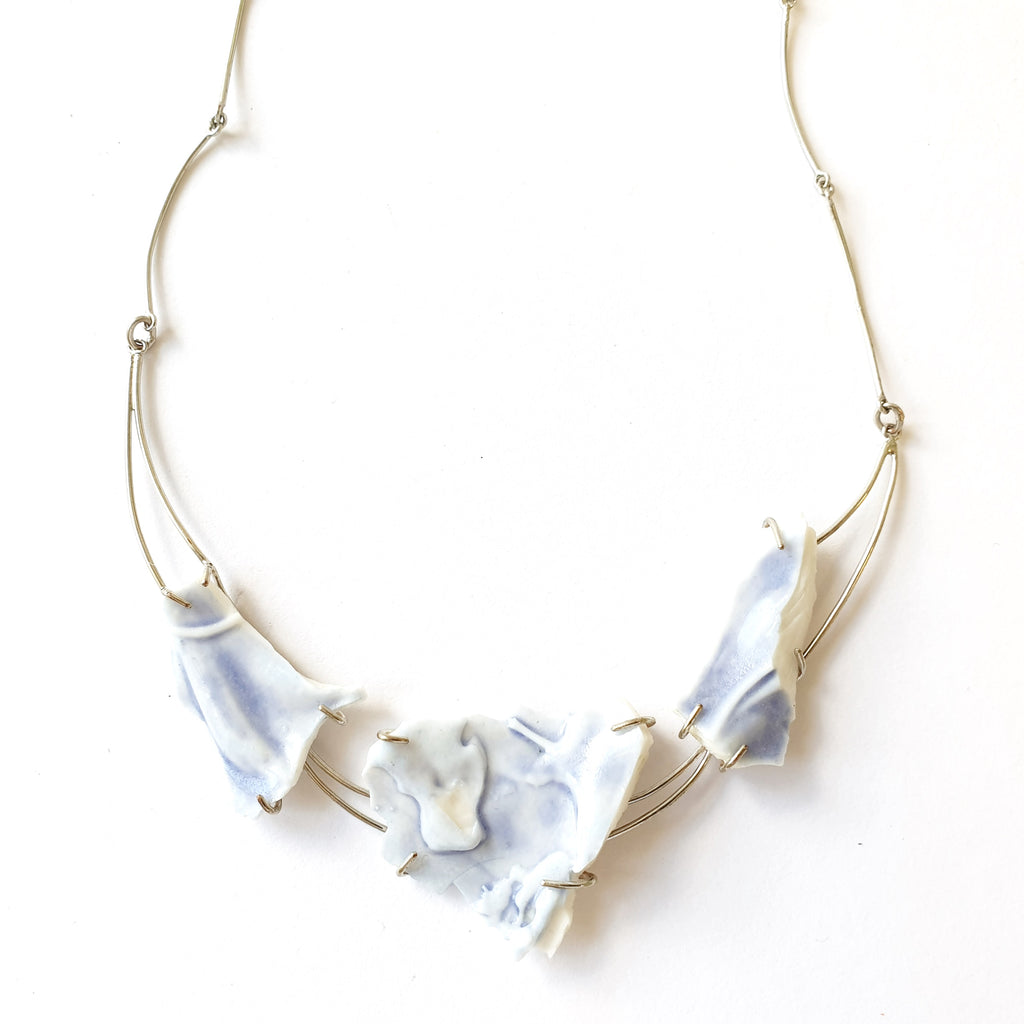 Anne Menzel Porcelain Blue Fragments Designer Necklace on IndieFaves