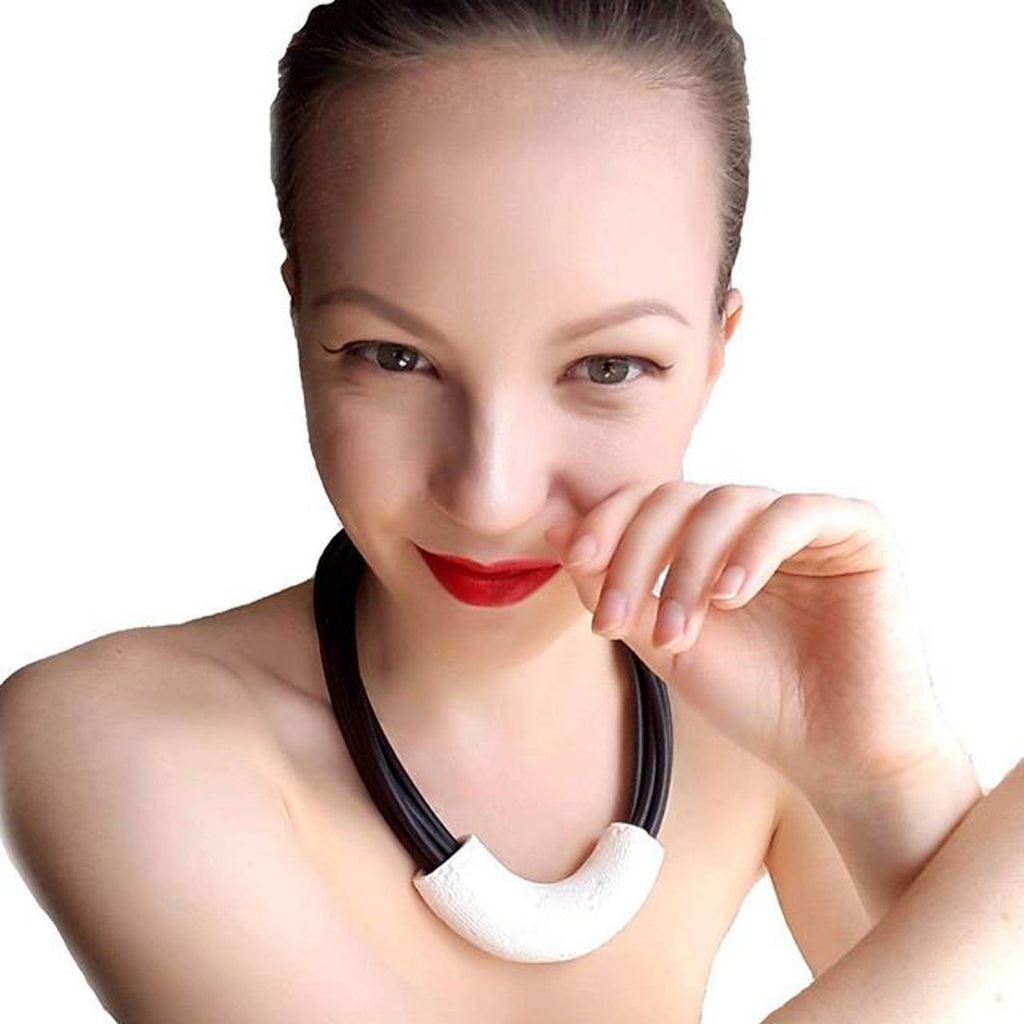 Model wearing Anne Menzel - SKIN Designer Necklace on IndieFaves