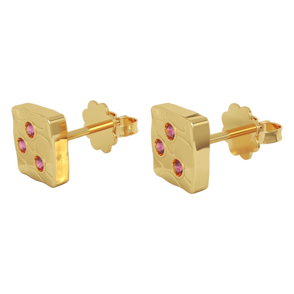 Ayesha Studio Yellow Gold with Ruby Studs