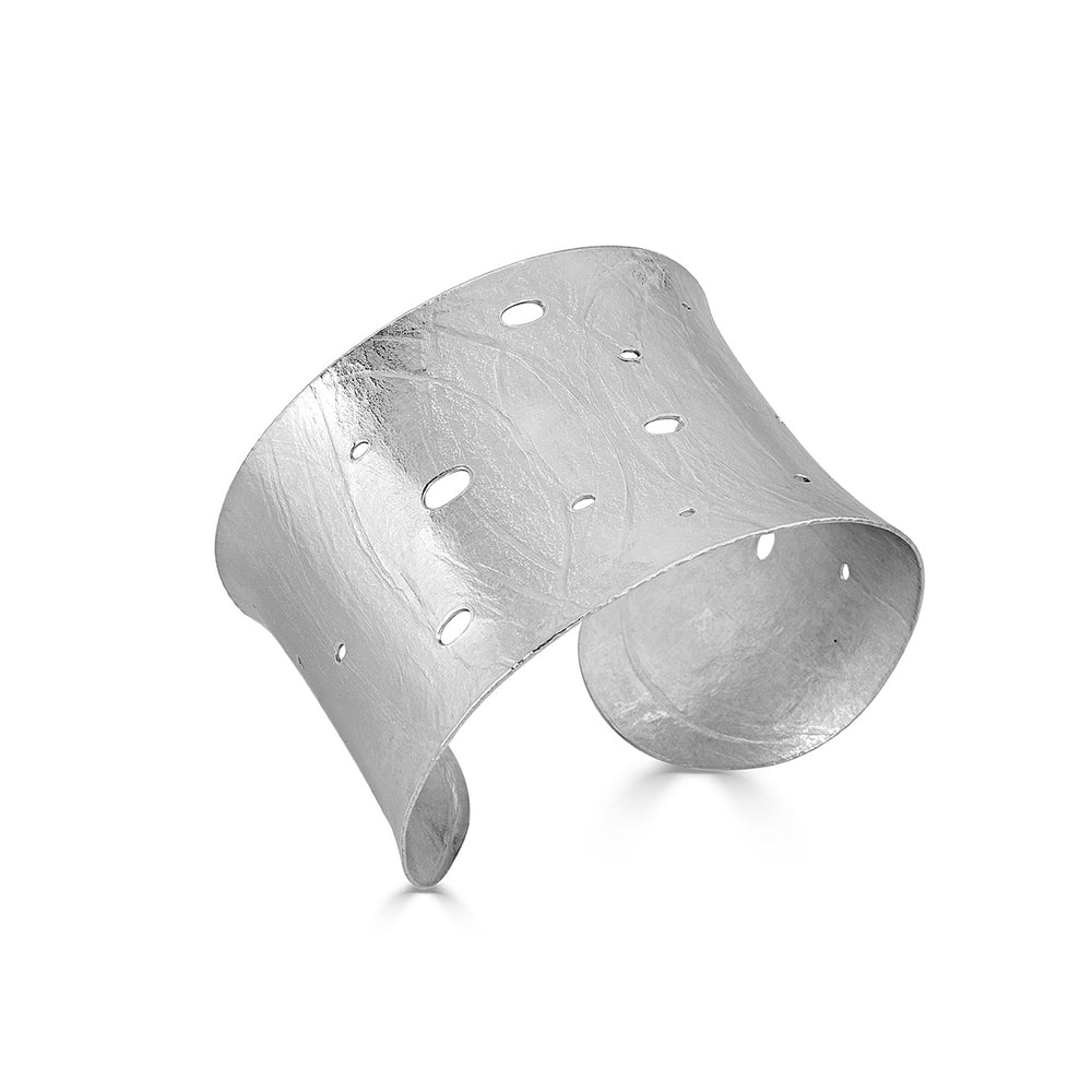 Sterling Silver Curved Wafer Designer Cuff on IndieFaves