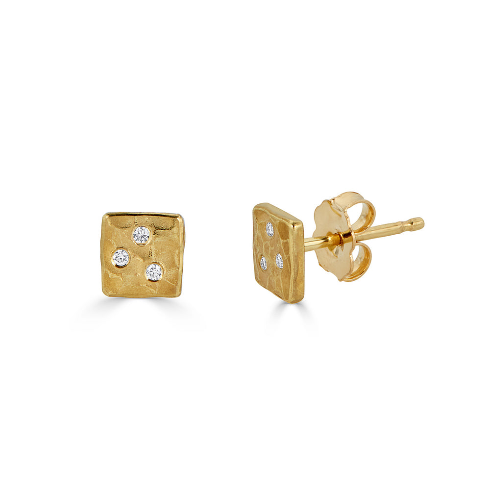 18K Yellow Gold with Diamonds Designer Studs on IndieFaves