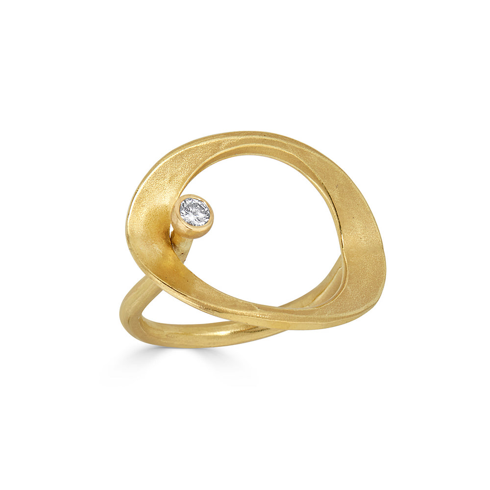 18K Gold and Suspended Diamond Designer Ring on IndieFaves