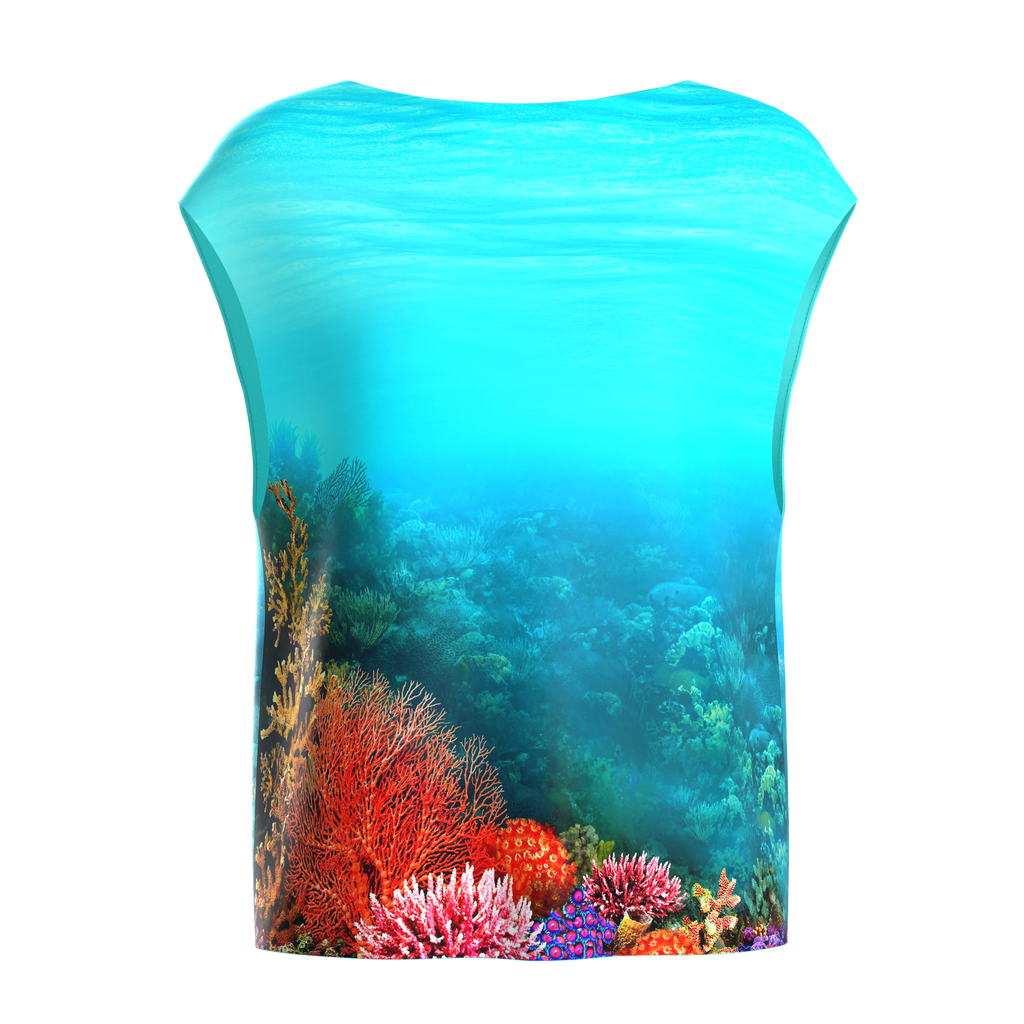 Boat Neck Blouse Corals in Spandex Crepe