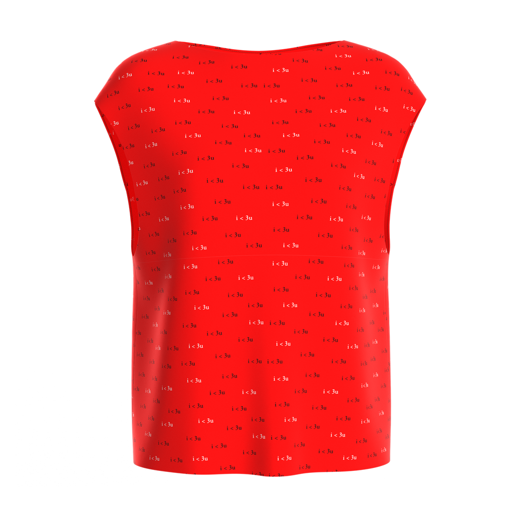 Boat Neck Blouse I Love You Red In Spandex Crepe Front on IndieFaves