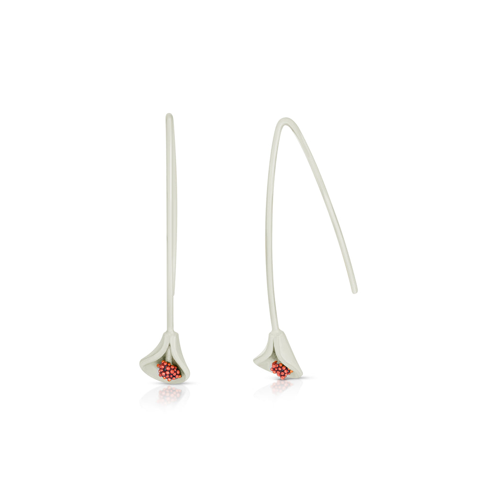 Elena Perez Sterling Silver Calas Long Designer Earrings on IndieFaves