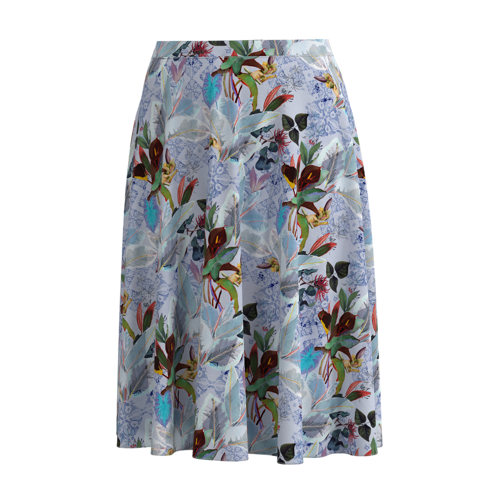Flare Skirt Botanicals In Spandex Crepe Front 1 on IndieFaves