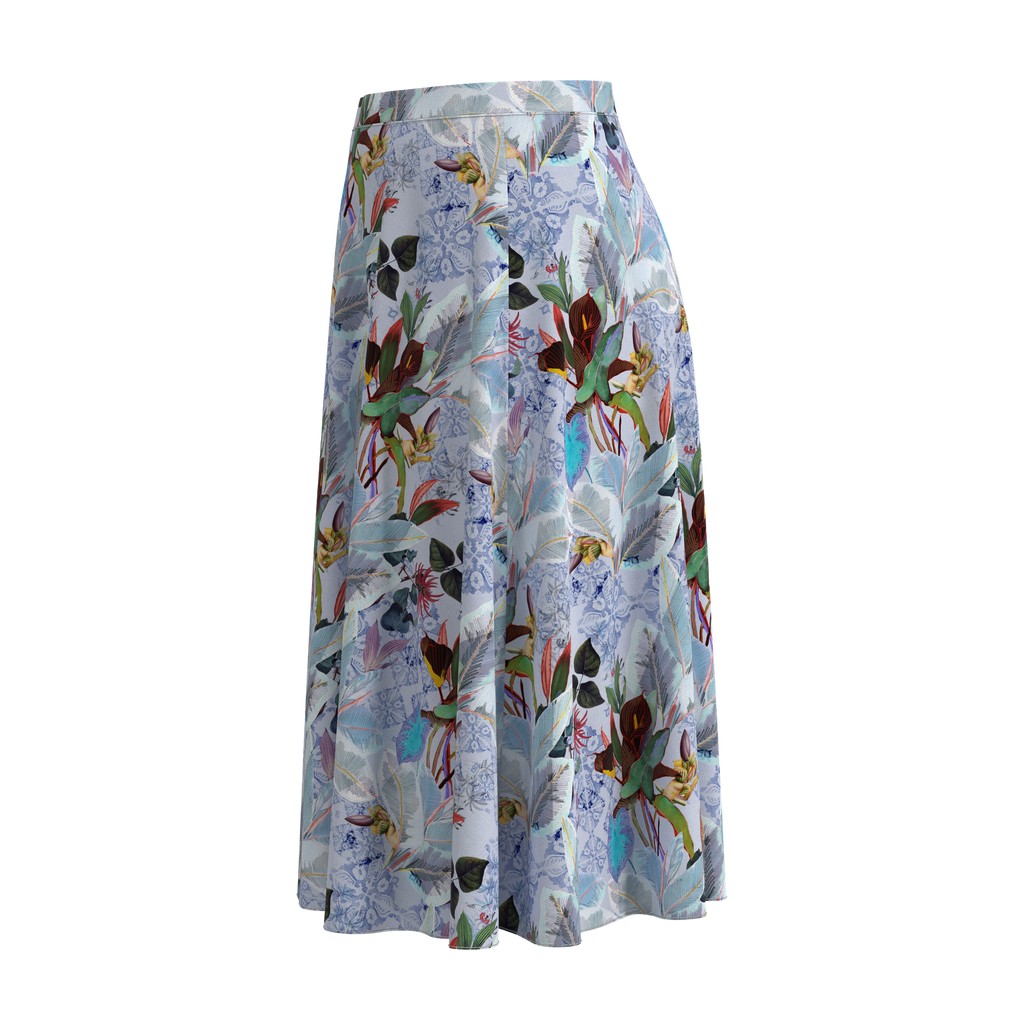 Flare Skirt Botanicals In Spandex Crepe Left on IndieFaves