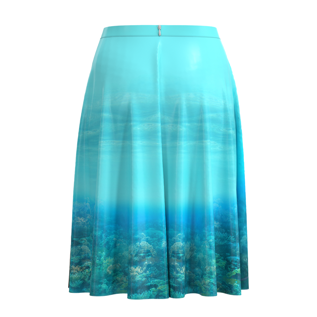 Flare Skirt Coral in Spandex Crepe
