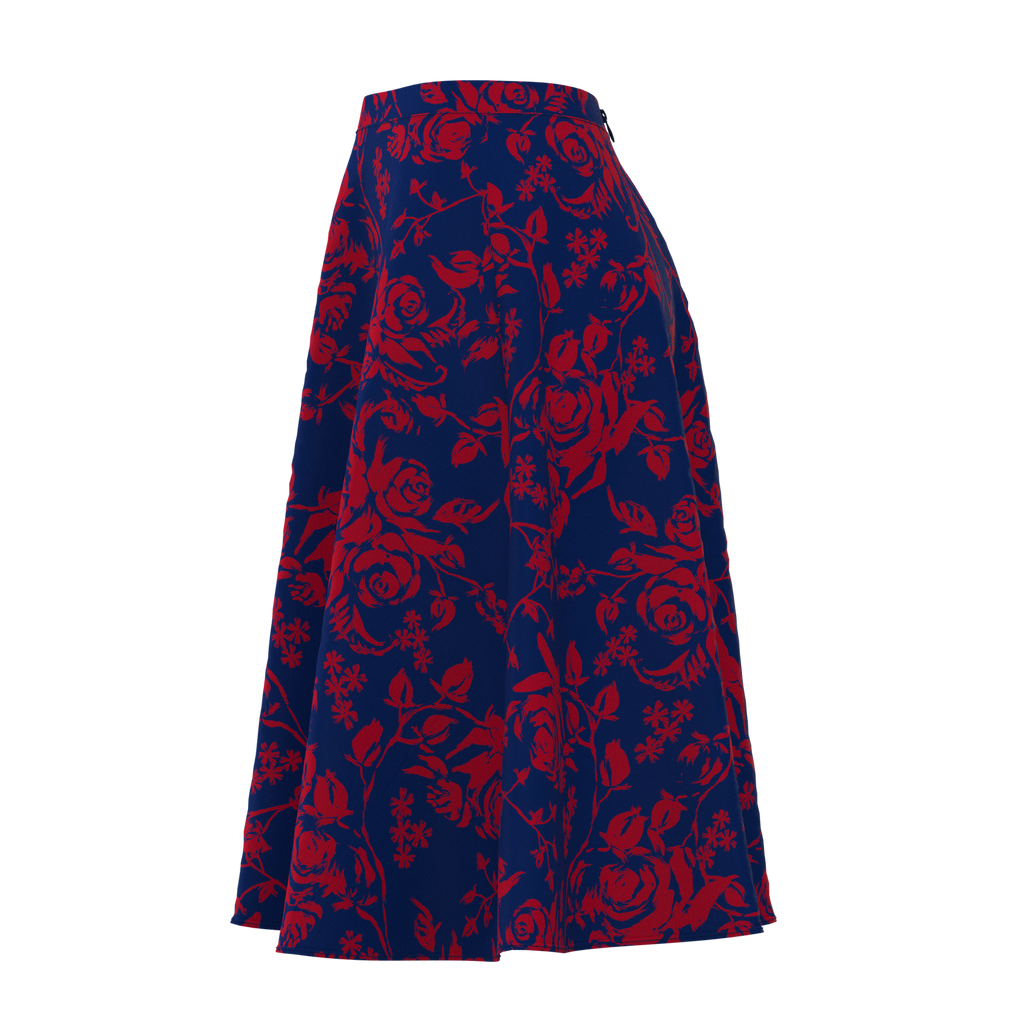 Flare Skirt Florals Cotton 