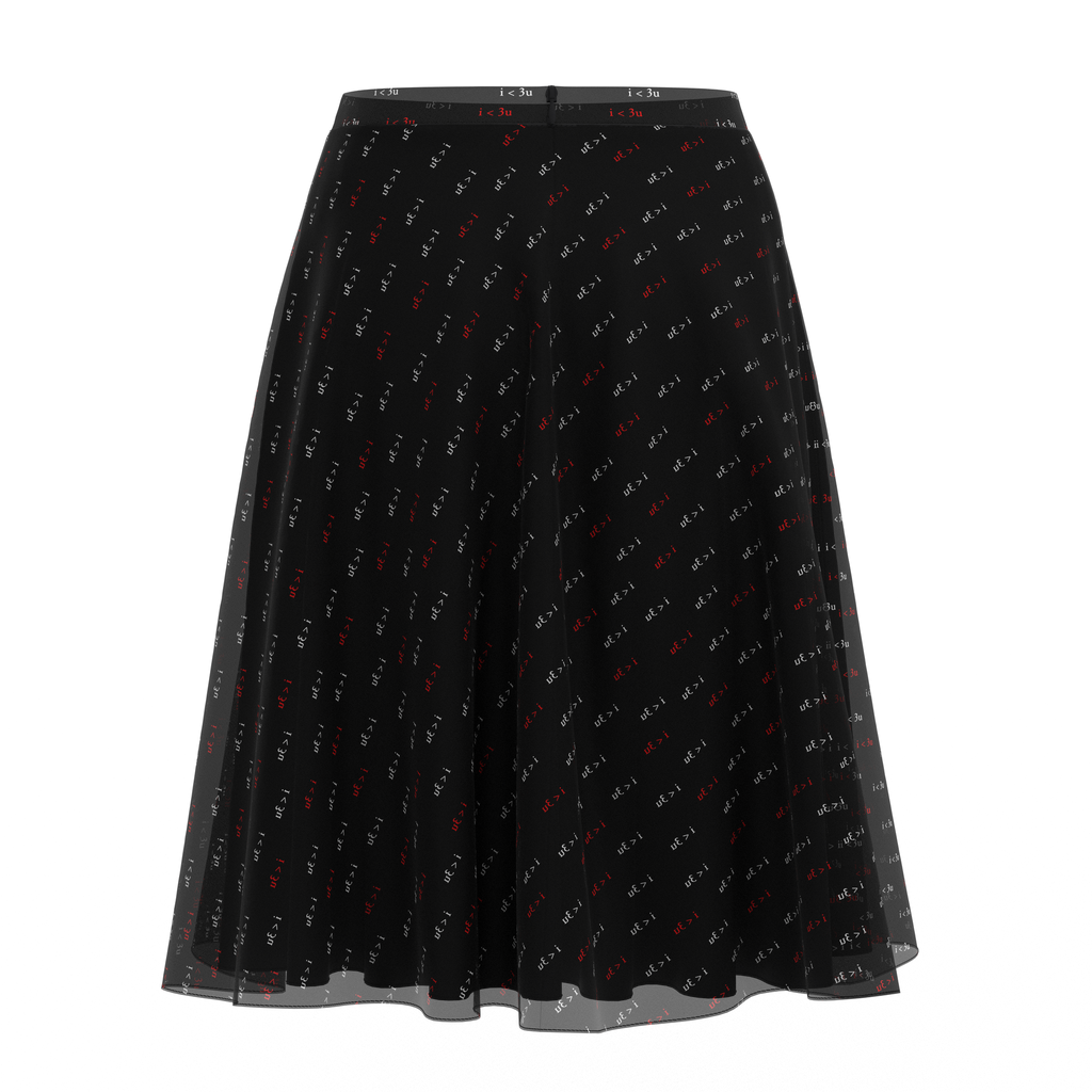 Flare Skirt I Love You Black In Chiffon Back on IndieFaves