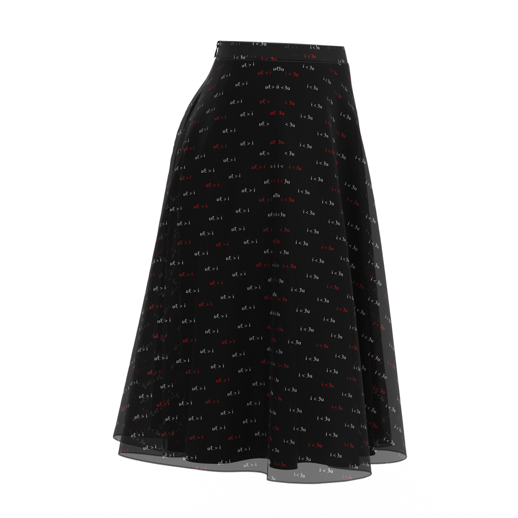 Flare Skirt I Love You Black In Chiffon Right on IndieFaves