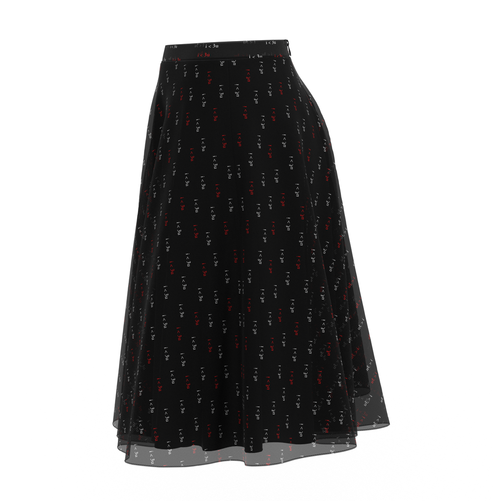 Flare Skirt I Love You Black In Chiffon Left on IndieFaves