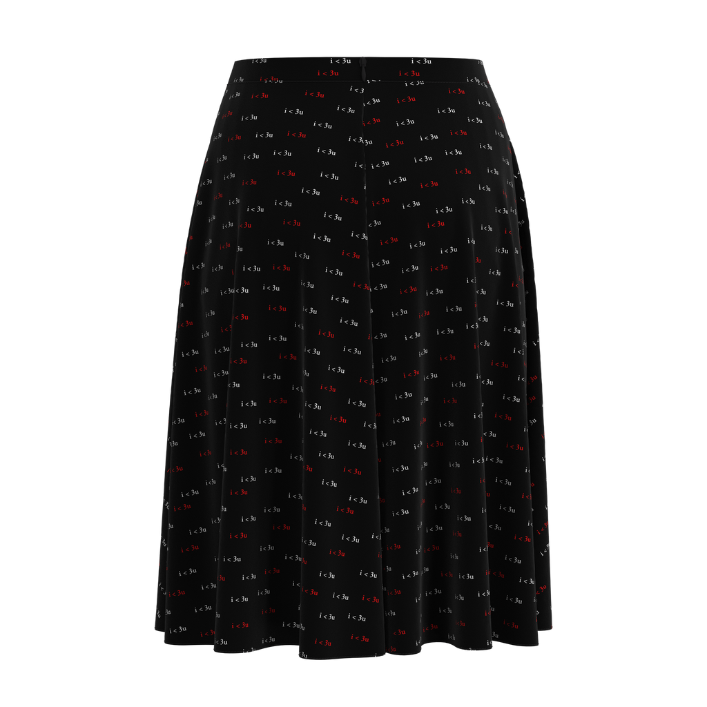 Flare Skirt I Love You Black In Spandex Crepe Back on IndieFaves