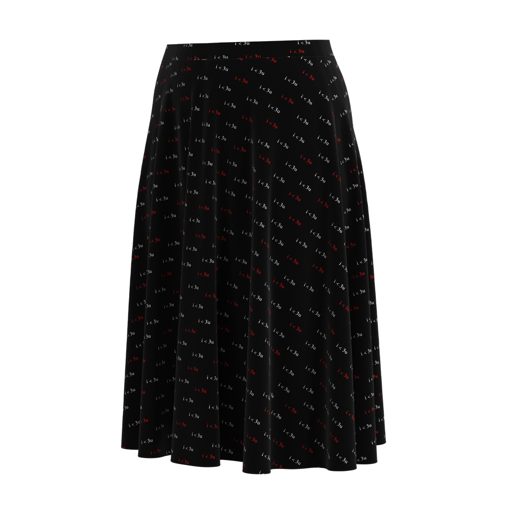 Flare Skirt I Love You Black In Spandex Crepe Front 1 on IndieFaves