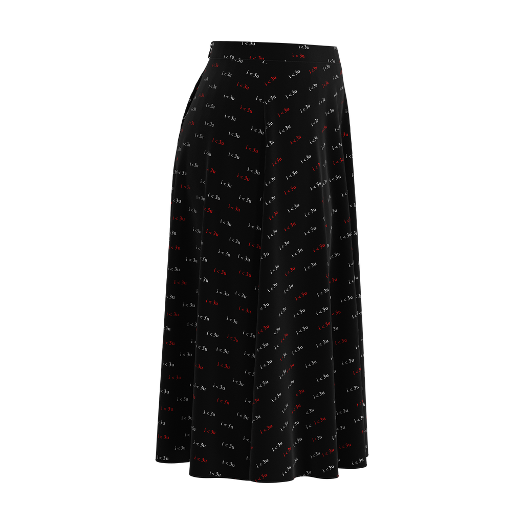 Flare Skirt I Love You Black In Spandex Crepe Right on IndieFaves