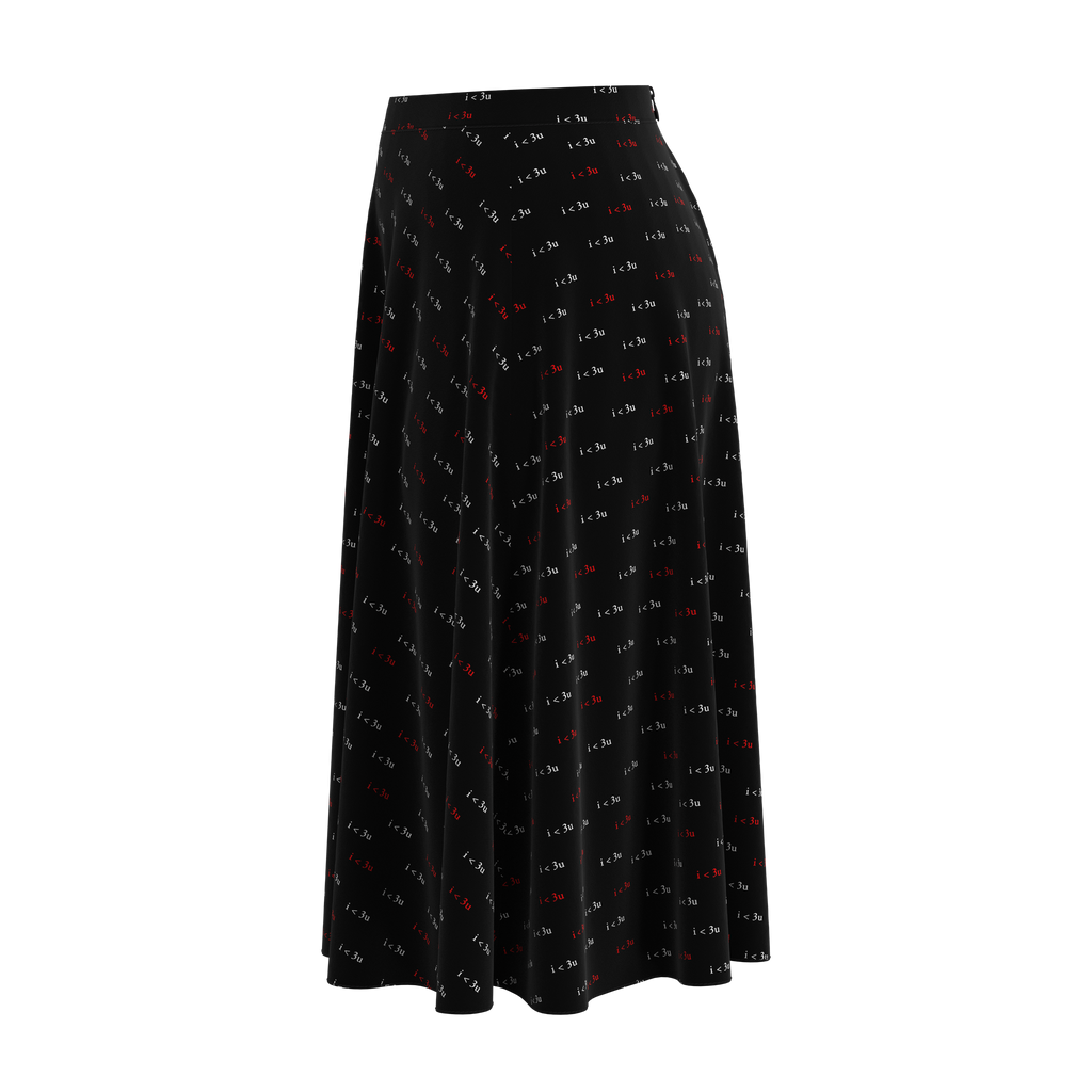 Flare Skirt I Love You Black In Spandex Crepe Left on IndieFaves