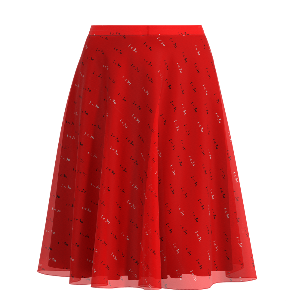 Flare Skirt I Love You Red In Chiffon Front on IndieFaves