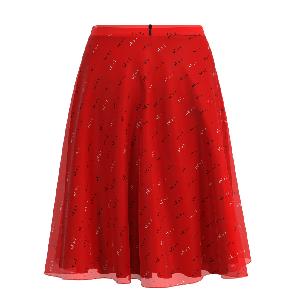 Flare Skirt I Love You Red In Chiffon Back on IndieFaves