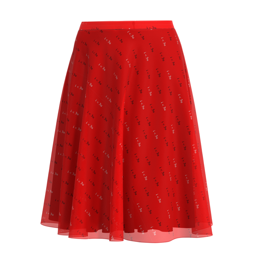 Flare Skirt I Love You Red In Chiffon Front 1 on IndieFaves
