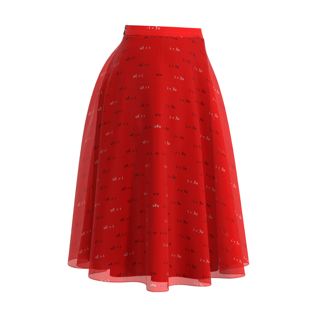 Flare Skirt I Love You Red In Chiffon Right on IndieFaves