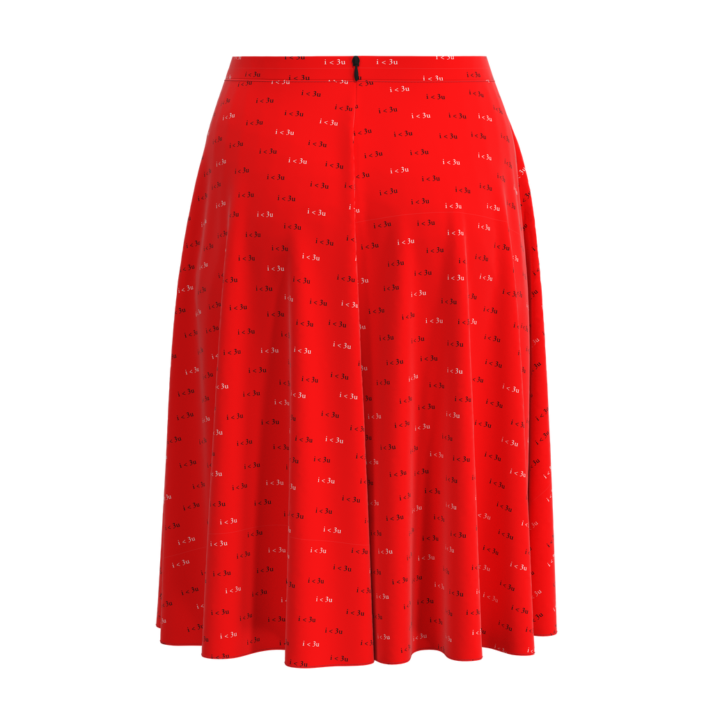 Flare Skirt I Love You Red In Spandex Crepe Back on IndieFaves