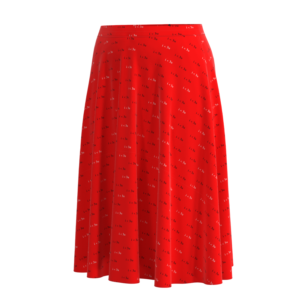Flare Skirt I Love You Red In Spandex Crepe Front 1 on IndieFaves