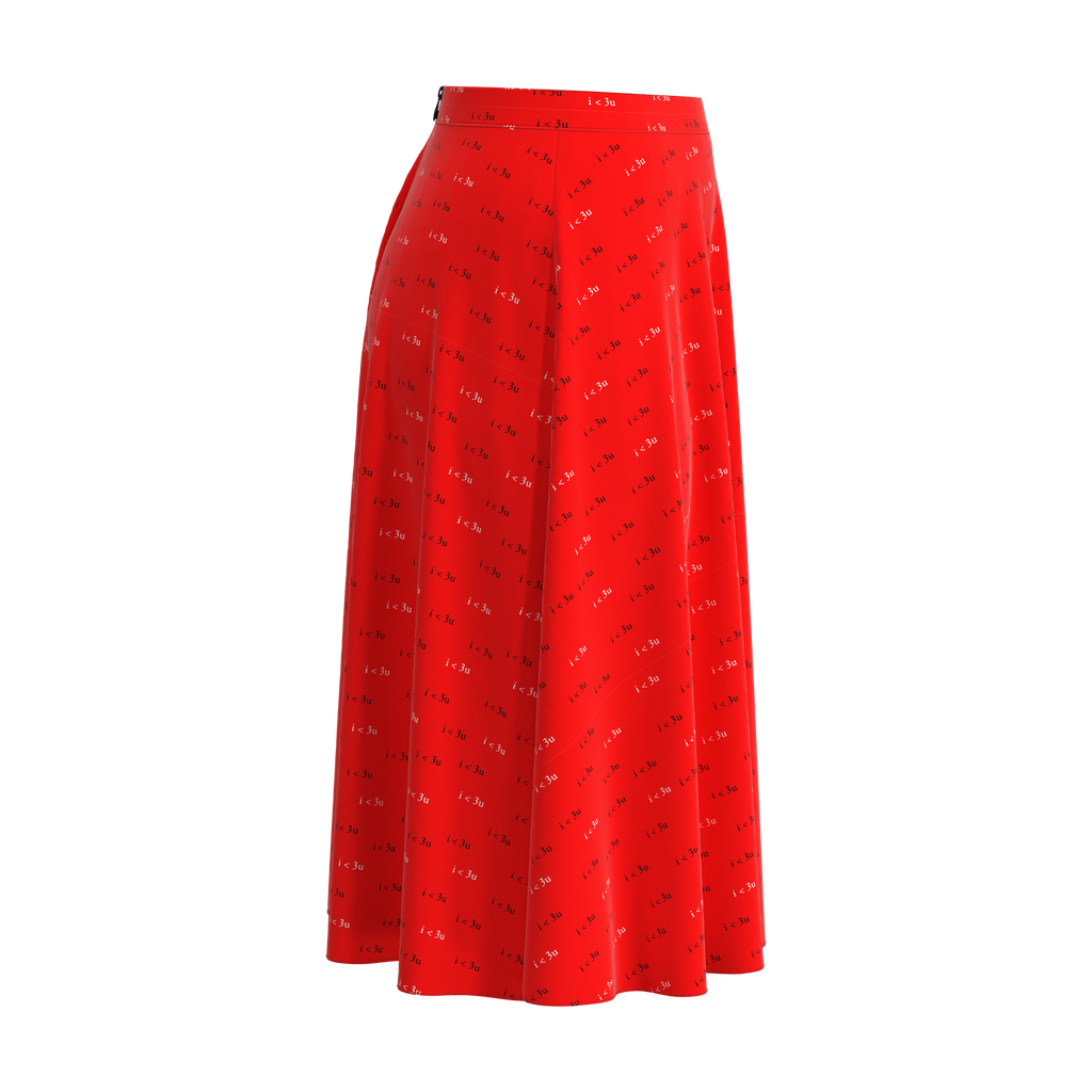 Flare Skirt I Love You Red In Spandex Crepe Right on IndieFaves
