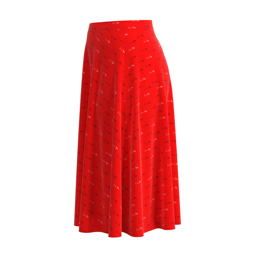 Flare Skirt I Love You Red In Spandex Crepe Left on IndieFaves